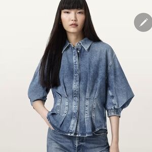 All Saints NANCY SLIM FIT Blue Denim Shirt